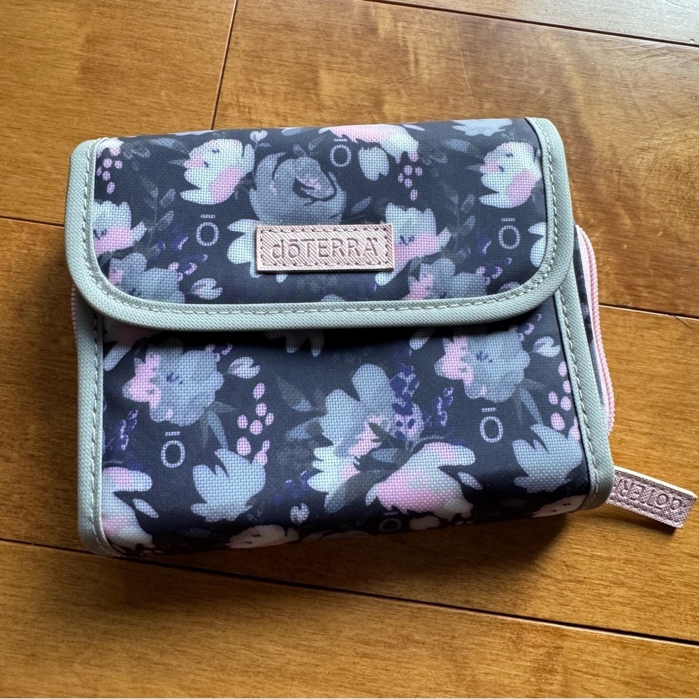 Doterra Floral Cosmetic Bag - Black and Pink